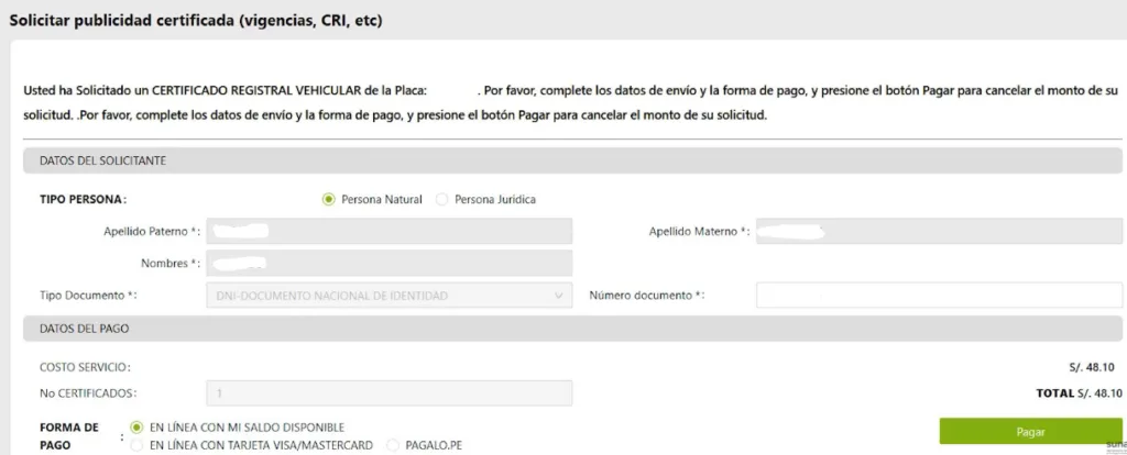 pago certificado de gravamen vehicular